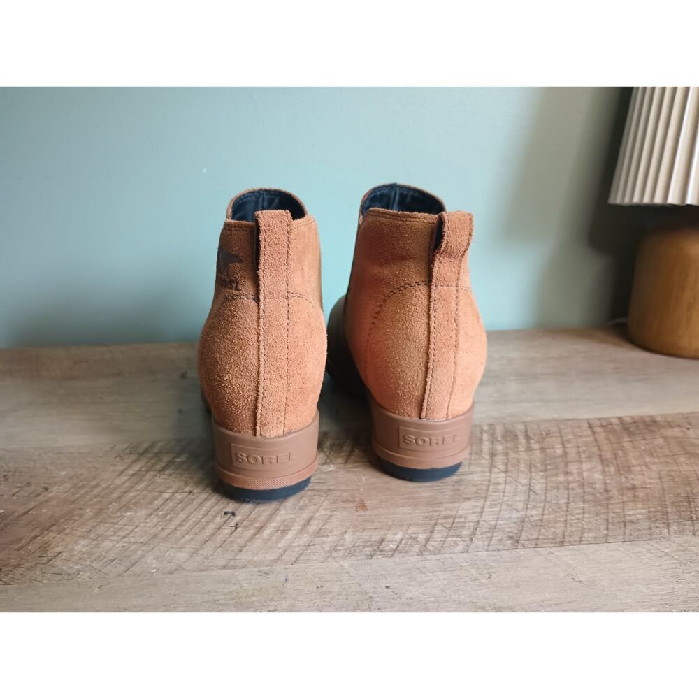 Sorel Evie Waterproof Leather And Suede Wedge Bootie Womens 6 Tan Rustic - Picture 8 of 13